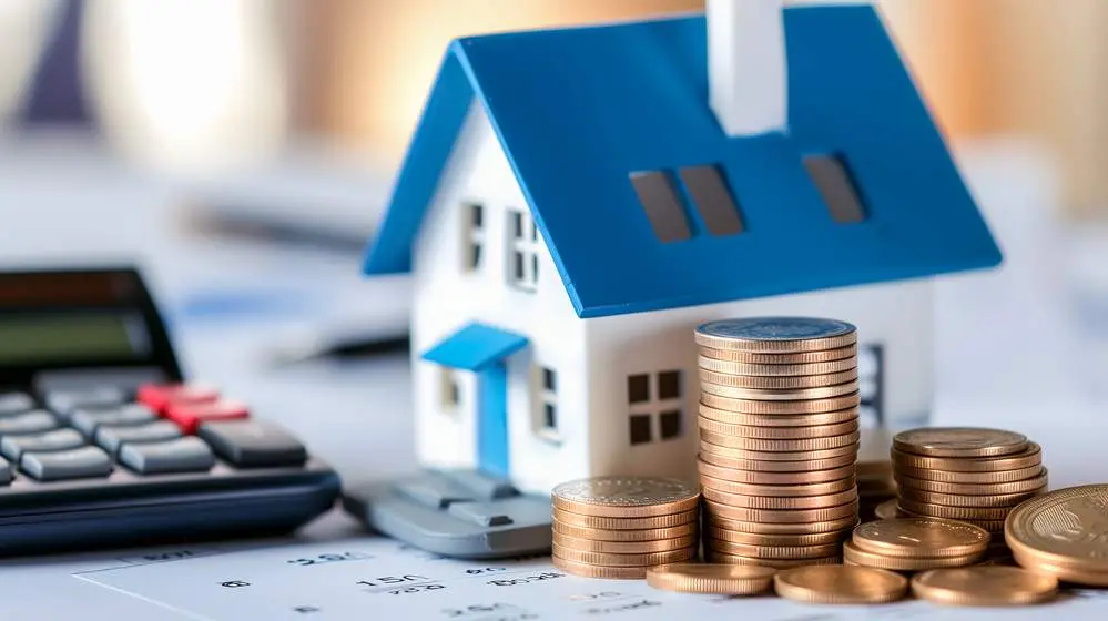 Gros Plan Sur Une Maison Pos E C T De Plusieurs Piles De Pi Ces De Monnaie Et D 039 Une Calculatrice Sugg Rant Des Calculs Financiers Li S L 039 Immobilier