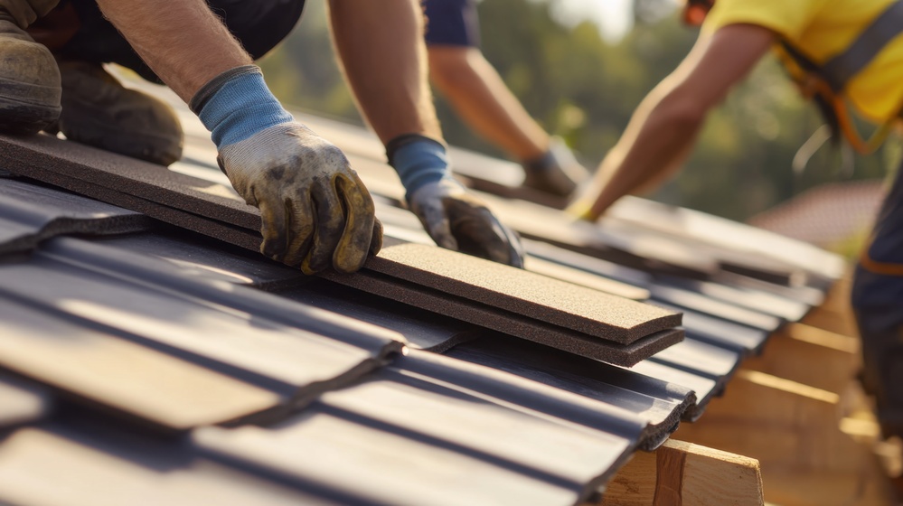 Roofing Contractor Replacing Roof Tiles Featuring Expertise And Attention To Detail